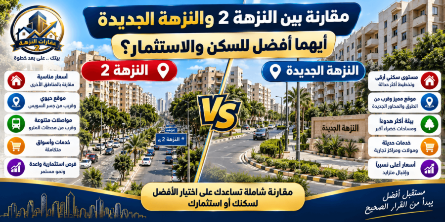 مقارنة بين النزهة 2 والنزهة الجديدة: أيهما أفضل للسكن والاستثمار؟