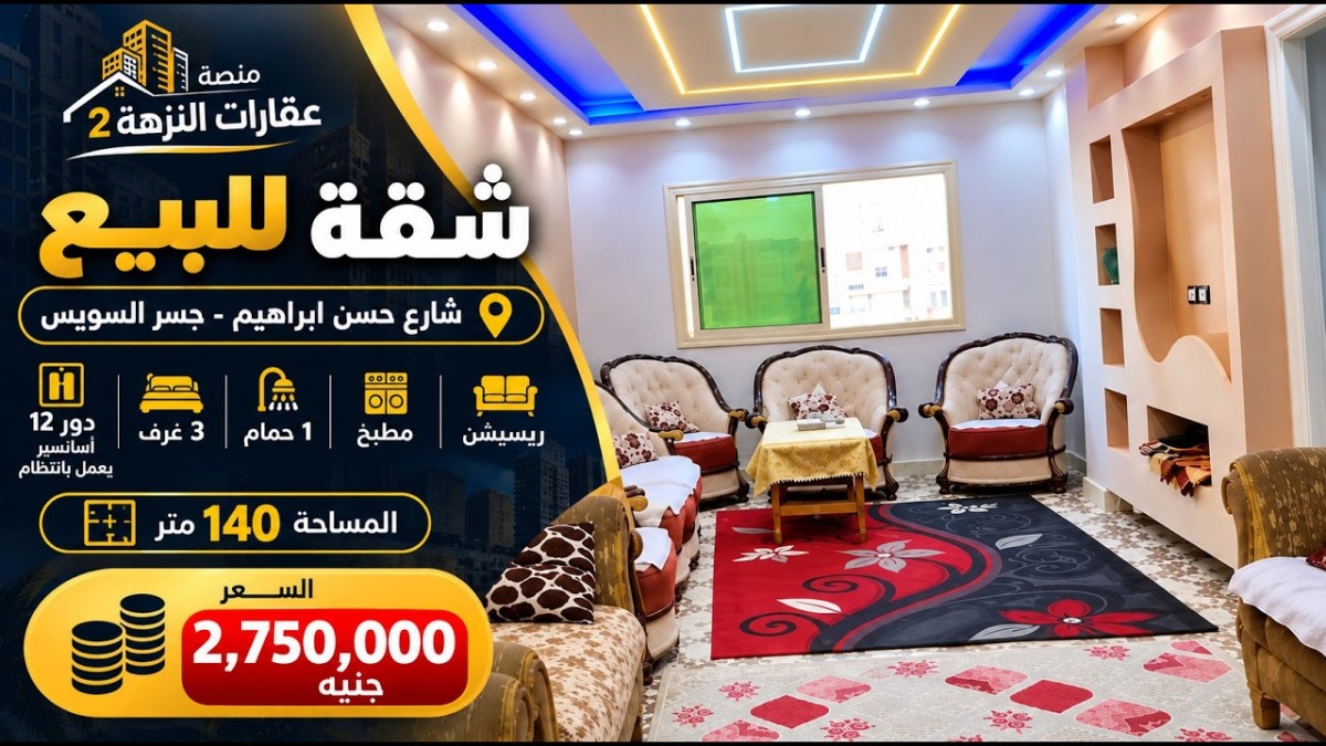 شقة للبيع في جسر السويس 140م لقطة للاستثمار العقاري