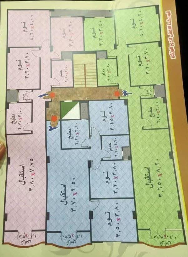 شقق للبيع طوب احمر كامله الخدمات الدور (10/11) شارع الروضه